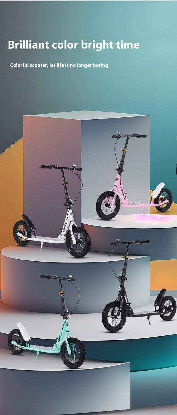 Adult Handbrake Scooter For Teens To Work Big Wheel Two-wheel Foldable Urban Campus Mobility Scooter Hot New