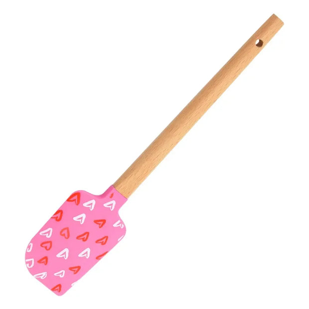 Christmas Themed Wooden Handle Pastry Batter Mixing Scraper Cake Cream Silicone Spatula Baking Decorating Tools Kitchen Utensils