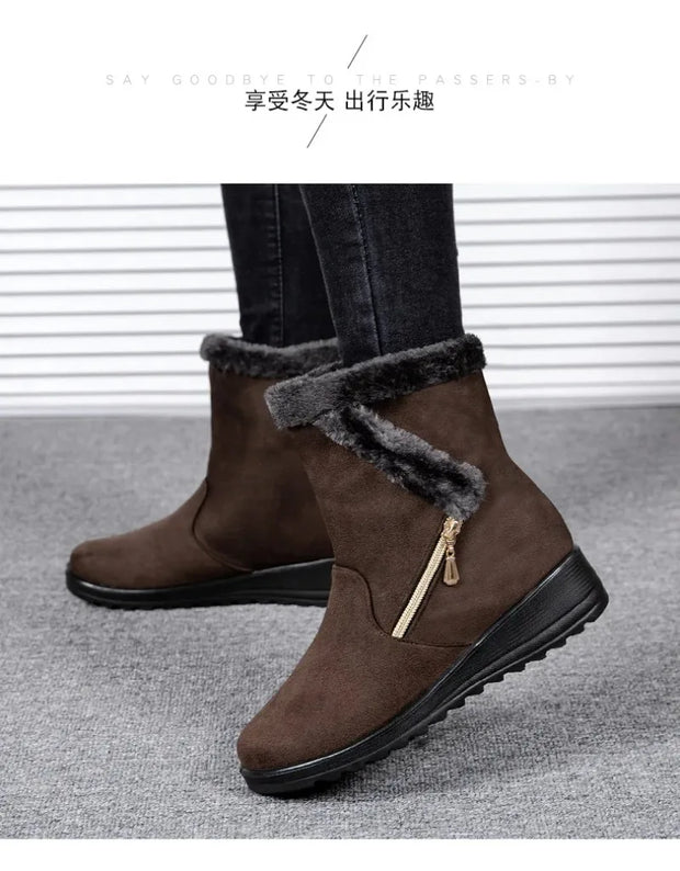 Winter Women Boots Fashion High-top Cotton Shoe Non Slip Wedges Platform Booties Mid-calf Snow Boots Warm Winter Boots for Women