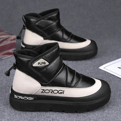 Mens Winter Ankle Boots – Black and white durable outdoor shoes designed for warmth and comfort in cold weather.