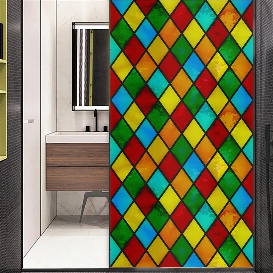 Privacy Window Film – Stained Glass, Static Cling, No Glue