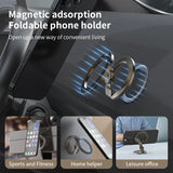 Magnetic foldable MagSafe phone holder mounted in car interior showing versatility