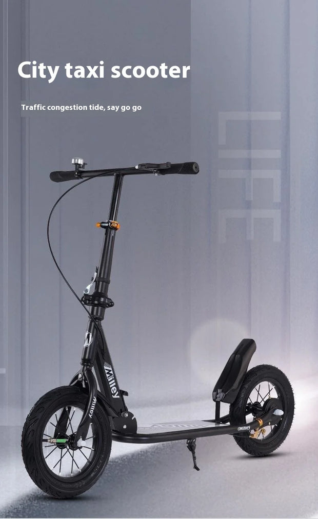 Adult Handbrake Scooter For Teens To Work Big Wheel Two-wheel Foldable Urban Campus Mobility Scooter Hot New