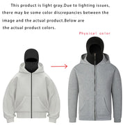 Men's Balaclava Zip Hoodie with Face Mask Winter Warm Zipper Sweatshirt Oversized Hooded Sports Jacket for Outdoor Activities