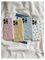 Love Polka Dot Folds Texture Phone Cases For IPhone 15 16 Pro Max Case 13 14 Pro Soft Silicone Shockproof Fashionable Cover Case