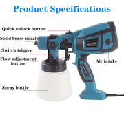 1400ML Electric Spray Gun 850W High Power Paint Sprayer Home DIY EU Plug Auto Furniture Steel Coating Airbrush with 5 Nozzles