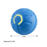 Blue textured ball with a yellow center and measurement label on a white background