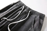 Jeans For Man Clothes Straight Baggy Wide Leg Casual Oversize Pants Vintage Korean Streetwear Tapered Embroidered Trousers