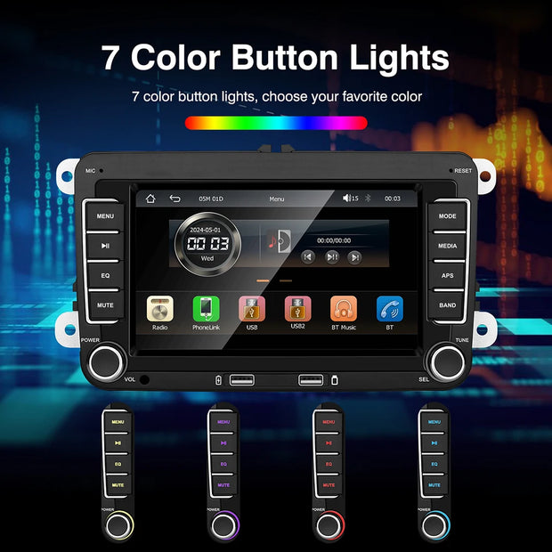7 inch Car Stereo Radio Android 14 Carplay For VW Volkswagen