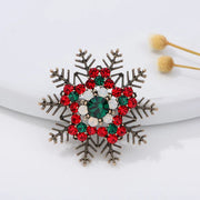 Christmas series jewelry brooch, retro full color diamond snowflake clothing,