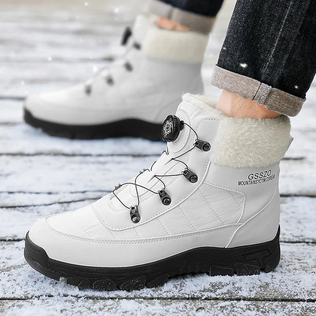 Winter Men Boots Outdoor Men Snow Boots High Top Cotton Boots with Fur Waterproof Non-slip Ankle Boots Lightweight Work Boots