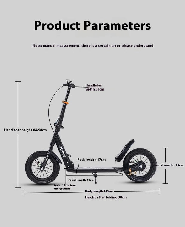 Adult Handbrake Scooter For Teens To Work Big Wheel Two-wheel Foldable Urban Campus Mobility Scooter Hot New