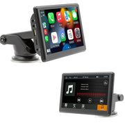 7-inch wireless car stereo with touchscreen display and adjustable mount for in-car entertainment.