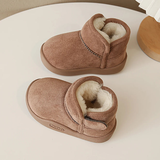 Winter Snow Boots For Children PU Leather Waterproof Kid's Plush Boots Thick Warm Cotton Shoes For Kids Boy's Girl's Warm Boots