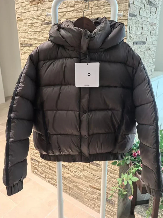 White Winter Jacket for Women Fashion Long Sleeve Hooded Bread Cotton Clothes Female Leisure Thick Warm Padded Coat Women