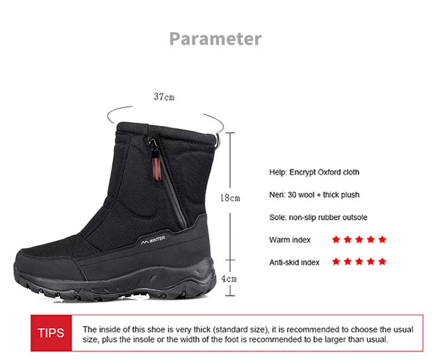 Men's Winter Waterproof Insulated Shell Warm Inner Comfortable Outdoor Snow Boots