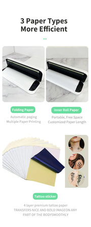 Portable A4 Thermal Printer Document Tattoo Printer Bluetooth Wireless Mini Printer Notes lmage Photo Printing Machine A4 Paper