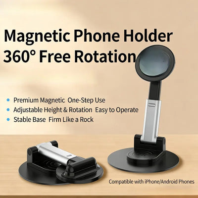 Magnetic phone holder with 360-degree rotation on a beige background
