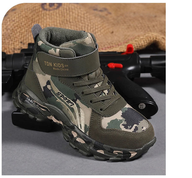 Winter Snow Boots For Children 2024 Trend Fashion Plush Camouflage Sneakers Thick Warm Teenager Faux Fur Boots For Kids