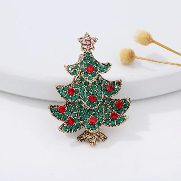 Christmas series jewelry brooch, retro full color diamond snowflake clothing,