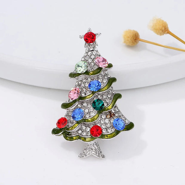 Christmas series jewelry brooch, retro full color diamond snowflake clothing,
