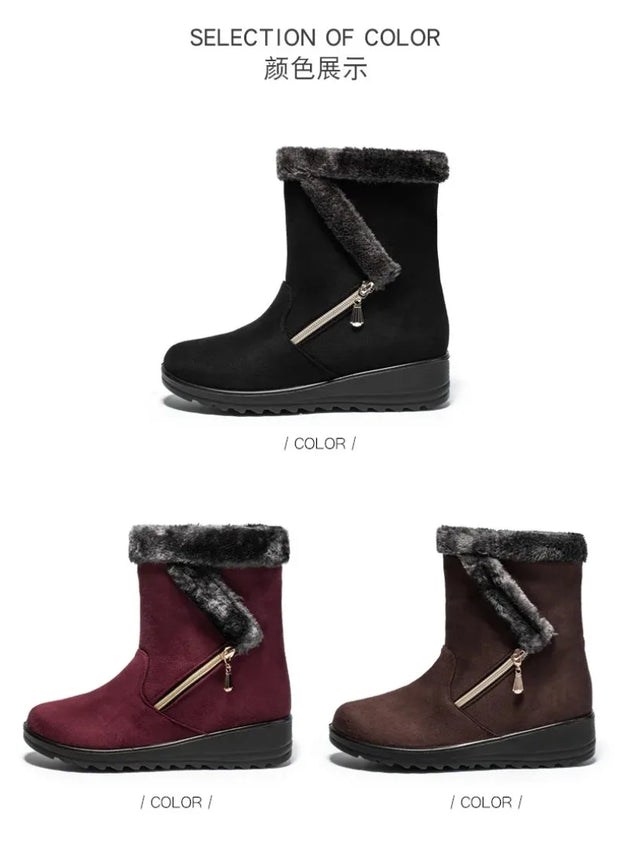 Winter Women Boots Fashion High-top Cotton Shoe Non Slip Wedges Platform Booties Mid-calf Snow Boots Warm Winter Boots for Women