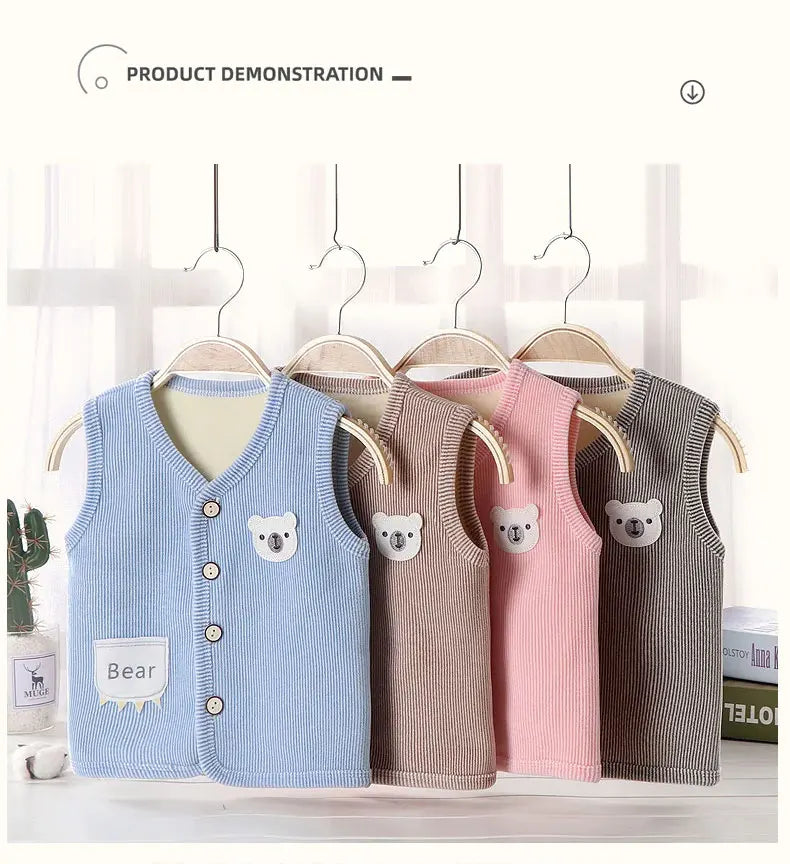Kids Velvet-Lined Waistcoat Vest, Warm for Boys and Girls