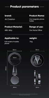 MagSafe Car Phone Holder, 360-Degree Rotating Magnetic Mount for Vehicles