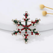 Christmas series jewelry brooch, retro full color diamond snowflake clothing,