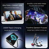 240W Foldable Stand Type-C Cable – Braided with Multi-Function Holder for iPhone