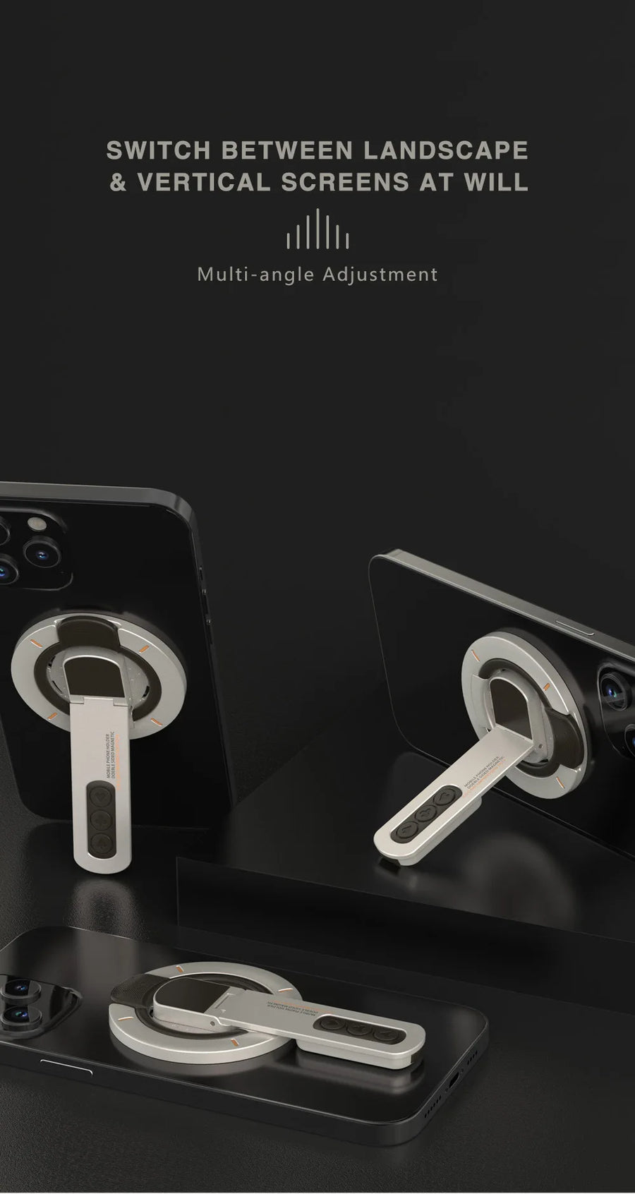 Magnetic Phone Stand for Desk – Double-Sided Rotating Holder for iPhone 17/16, MagSafe