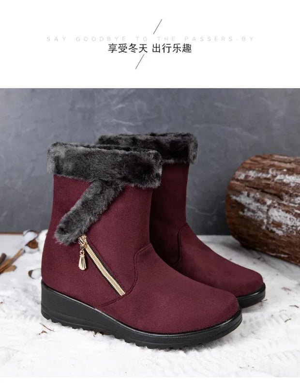 Winter Women Boots Fashion High-top Cotton Shoe Non Slip Wedges Platform Booties Mid-calf Snow Boots Warm Winter Boots for Women