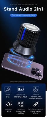 Portable Magnetic Bluetooth Speaker – Waterproof, Stereo Surround Sound with Subwoofer