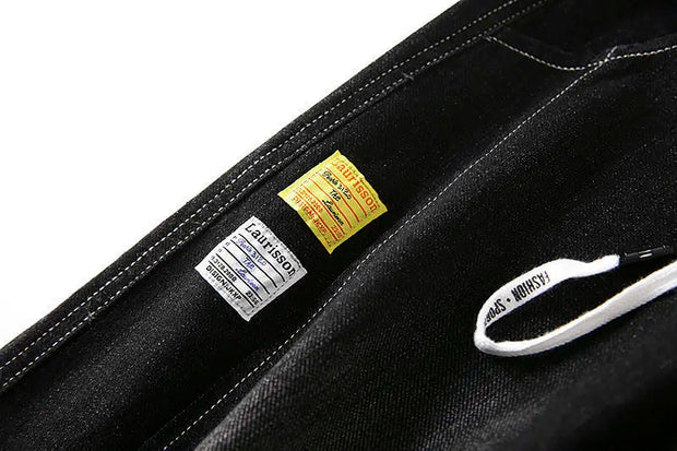 Jeans For Man Clothes Straight Baggy Wide Leg Casual Oversize Pants Vintage Korean Streetwear Tapered Embroidered Trousers