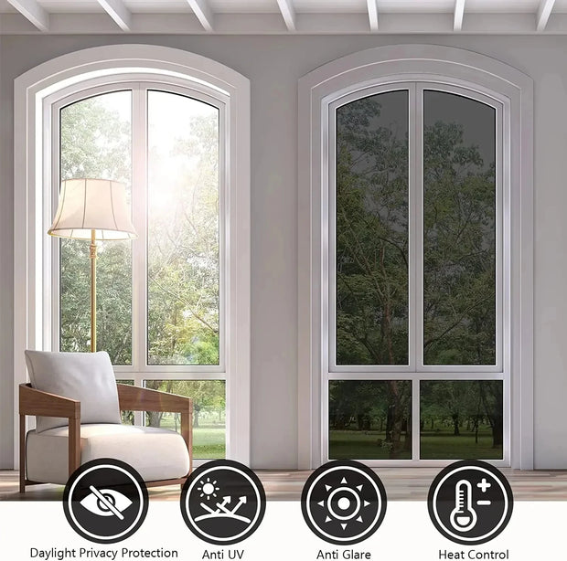 House Window Tint Privacy Film Anti Look Vinyl Mirror Foil Non Adhesive Car Glass Screen Stickers Rolls Heat UV Protection Tools