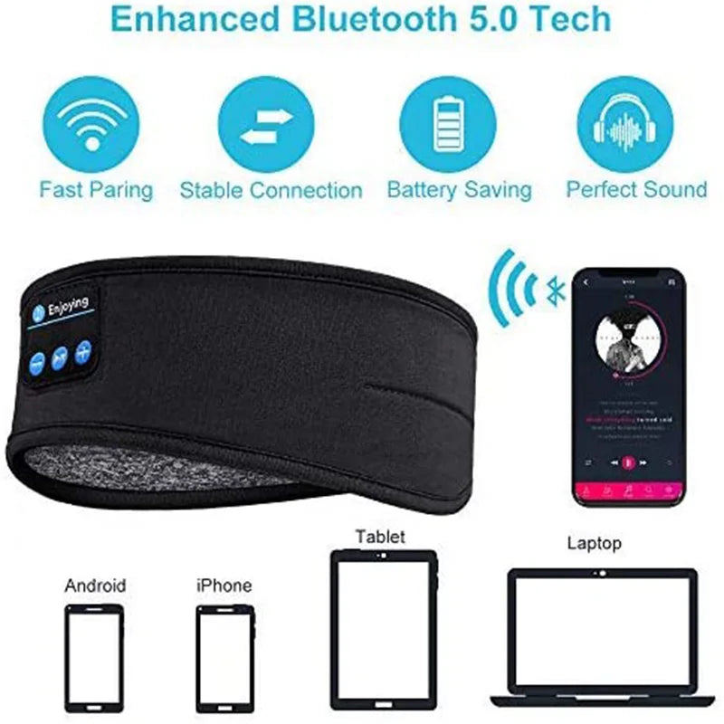 Bluetooth Sleep Headband – Wireless Music Headscarf with Built-in Speakers