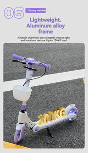 Teenagers and Kids Scooters Adult Two-Wheeled Collapsible City Campus Scooter 12 Scooter