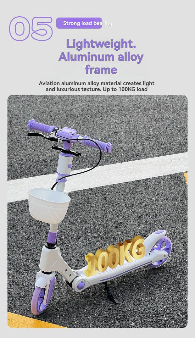 Teenagers and Kids Scooters Adult Two-Wheeled Collapsible City Campus Scooter 12 Scooter