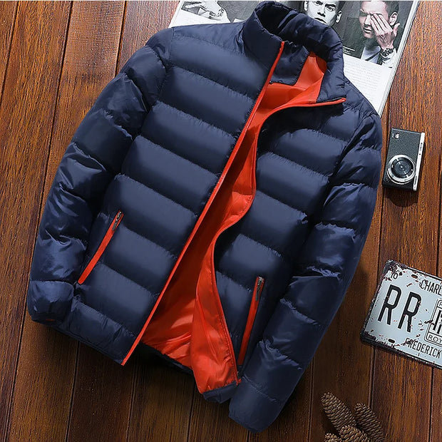 Mens Winter Jackets Fashion Casual Windbreaker Stand Collar Thermal Coat Outwear  Oversized Outdoor Camping Jacket Male Clothes