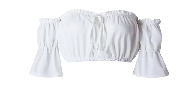 Crop tops women 2024 summer lantern sleeve sexy strapless beach tops red black white ruched crop top