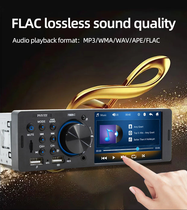 Touch Screen Car Radio, MP5 Player, Bluetooth, Hands Free, Audio, USB, TF, 7 Colors Lighting, Stereo System, Head Unit, 7805C