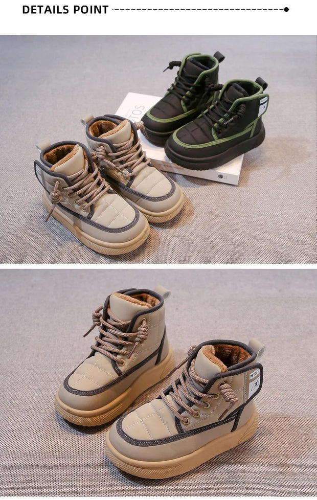 Winter Children Snow Boots 2025 New Kids Ankle Boots Toddler Girls Fashion Non-slip Plush Fur Warm Boys Cold-proof Short Boots