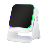 Smartphone stand with colorful LED border on a white background