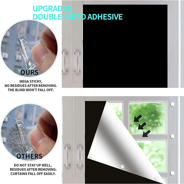 Removable 100% Light Blocking Darkest Window Cloth DIY Total Blackout Glass Privacy Darkening Window Tint Black Window Sticker