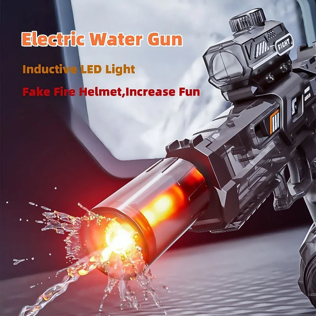 New  Electric Water Gun With light Sprays Flame Effect Continuously High-pressure High-speed Powerful Outdoor Water Gun Toys USB