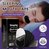 Mouth tape for sleeping – anti-snoring strips box 30/60/90/300 pcs, man sleeping with tape applied
