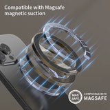 MagSafe magnetic suction ring holder with smartphone on dark background