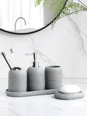 5-Piece Bathroom Accessories Set Beige Grey