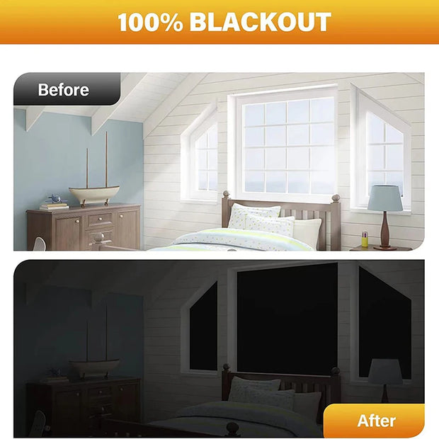 Removable 100% Light Blocking Darkest Window Cloth DIY Total Blackout Glass Privacy Darkening Window Tint Black Window Sticker