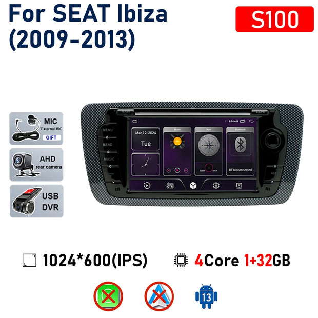 7" Touchscreen Car Stereo Head Unit For Seat Ibiza 6j 2009 - 2013 Multimedia Player GPS Navigation Carplay Android Auto Radio